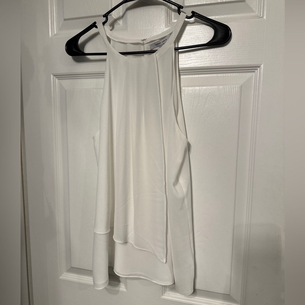 Naked Zebra Size M Women’s Spaghetti Strap Pleated Front Cami Top Blouse White